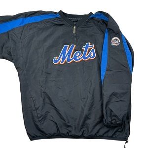 New York Mets 3XL Majestic Pullover Windbreaker Dugout Jacket Retro Throwback